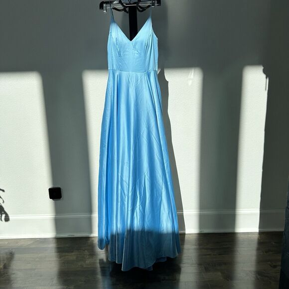 B. Darlin Maxi Slit Dress Sleeveless Women 7/8 Blue Cinderella Wedding‎ Guest - Picture 1 of 11